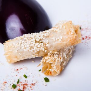 AUBERGINE & SESAME FILO PASTRIES – FROZEN - Freshpack