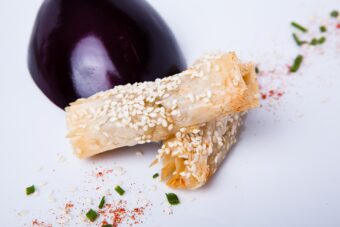 AUBERGINE & SESAME FILO PASTRIES – FROZEN - Freshpack