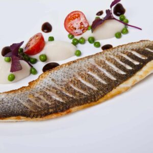 Farmed sea bass fillets with skin