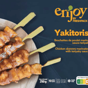 Brochettes de poulet yakitori cuites surgelées – En’Joy by Freshpack - 25g